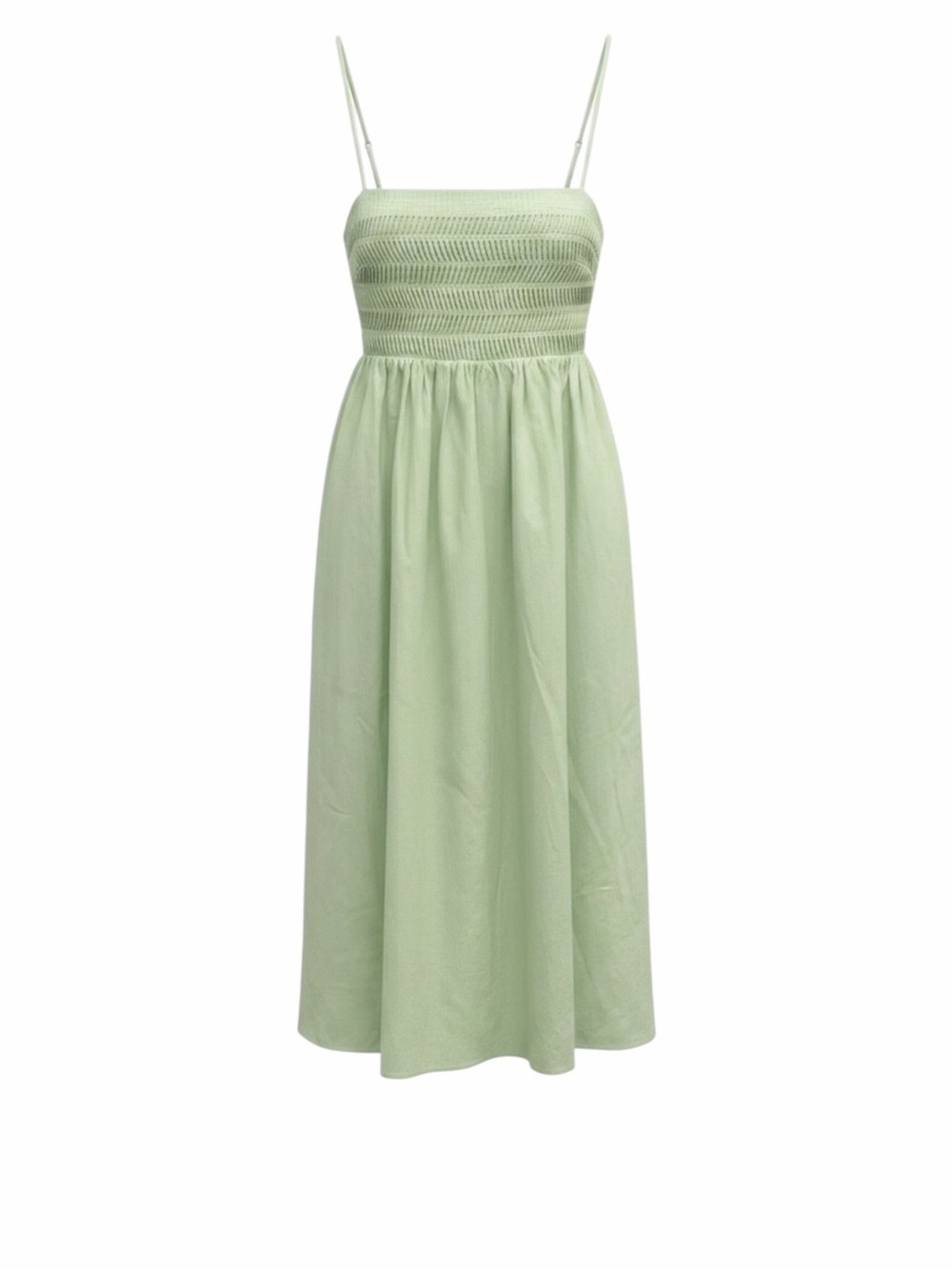 AYR Garden Party Cotton Blend Seersucker Cami Square Neck Smocked Midi Dress